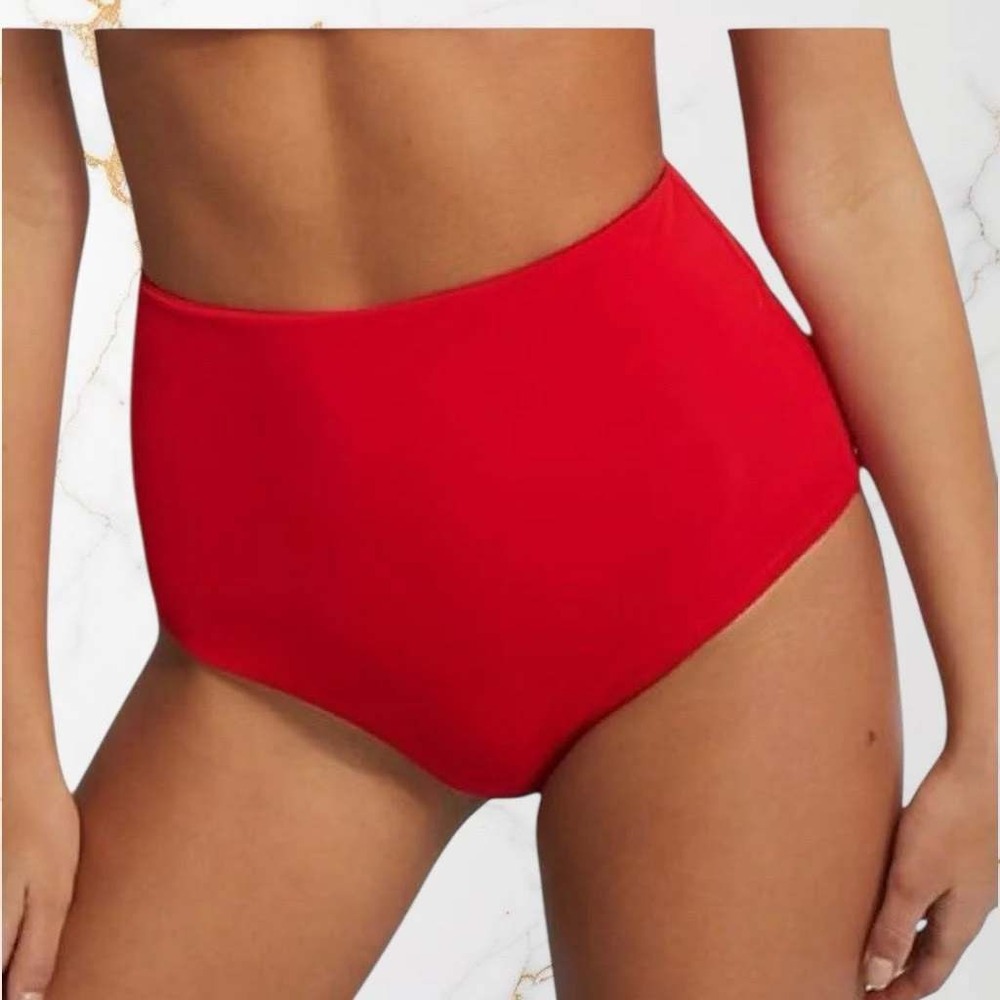 Mara Hoffman Lydia High Waisted Bikini Bottom Red XL Minimalist Beach Summer